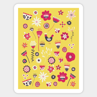 Scandi Birds and Flowers Sticker